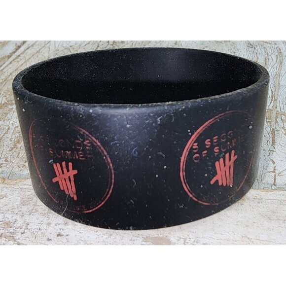 5 Seconds of Summer Band Rubber Wide Stretch Bracelet Black Concert Souvenir - Picture 2 of 5